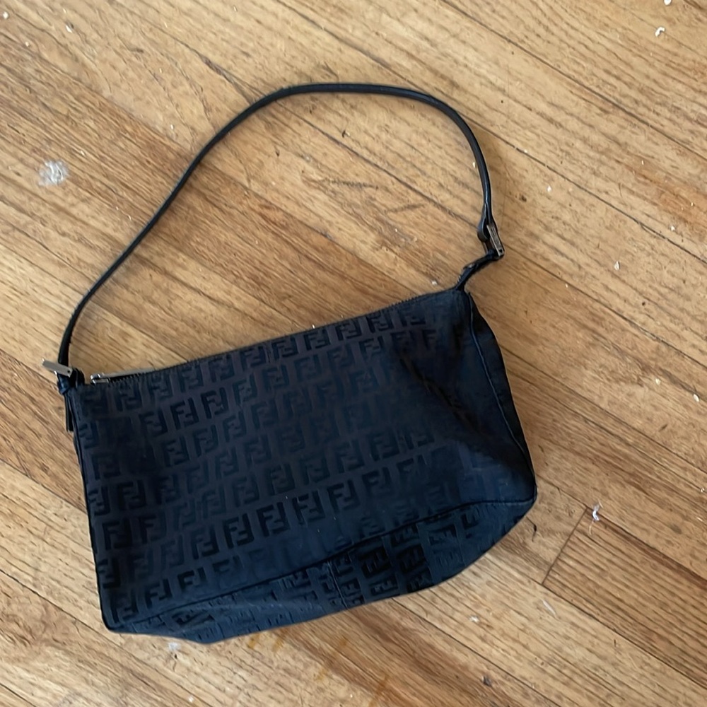 Fendi Black Zipper Detail pouchette Rare